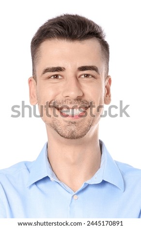 Passport photo. Portrait of man on white background