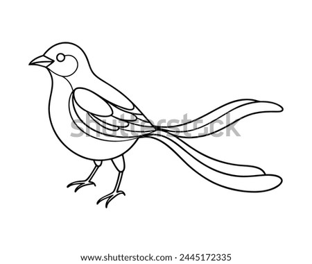Bird continuous black line art drawing vector illustration on white background