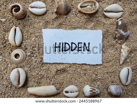 Hidden writting on beach sand background.