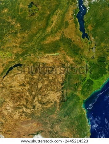 East Central Africa. East Central Africa. Elements of this image furnished by NASA. Royalty-Free Stock Photo #2445214523