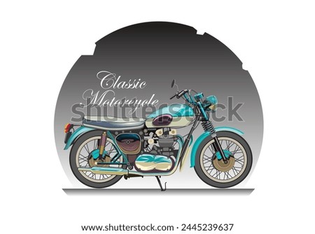 Light blue classic motorcycle vector for background design.