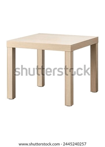 Furniture. Side table, square top with 4 straight legs made of oakwood in white stained color. Royalty-Free Stock Photo #2445240257