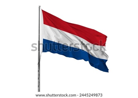 Waving Netherlands country flag, isolated, white background, national, nationality, close up