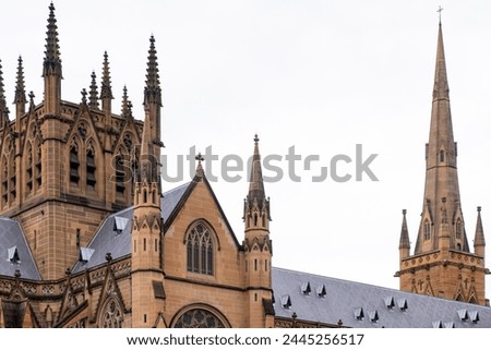 Victorian architecture at the University of Sydney with Gothic style Royalty-Free Stock Photo #2445256517