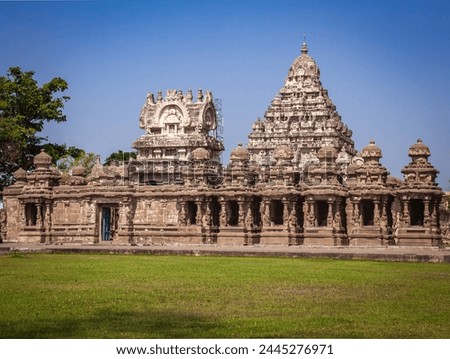 The Kailasanathar Temple also referred to as the Kailasanatha temple, Kanchipuram, Tamil Nadu, India. It is a Pallava era historic Hindu temple. Royalty-Free Stock Photo #2445276971