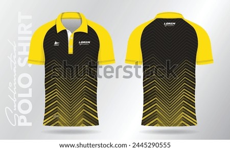 yellow polo shirt jersey mockup template design. Sport uniform in front view, back view.