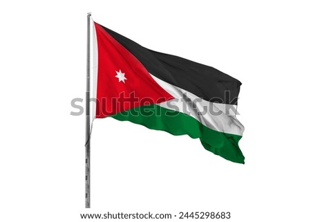 Waving Jordan country flag, isolated, white background, national, nationality, close up