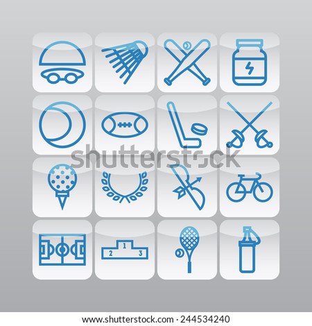 Set of simple icons for sport, recreation, web design and application