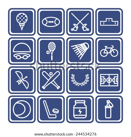 Set of simple icons for sport, recreation, web design and application