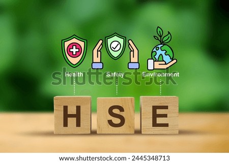 HSE concept ,Health Safety Environment acronym, HSE on a woodblock