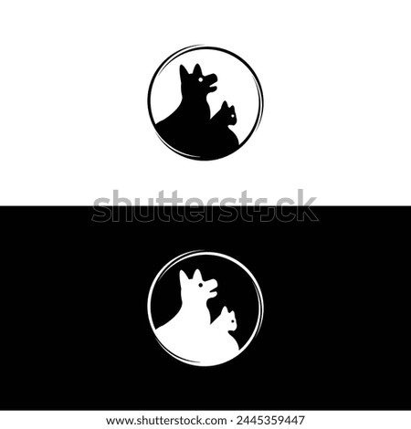 Cat and dog animal logo template illustration  
