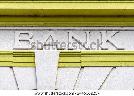 Raised lettering sign outside town centre bank