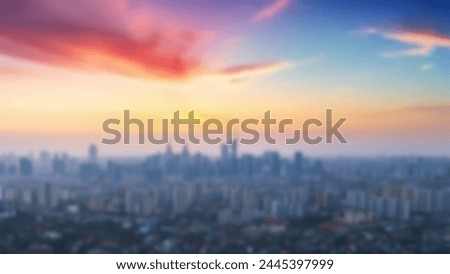 Blurred sunset city abstract background. Defocus beautiful sunset with building