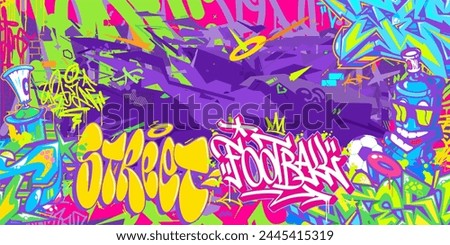 Trendy Abstract Hip Hop Urban Street Art Graffiti Style Soccer Or Football Illustration Background