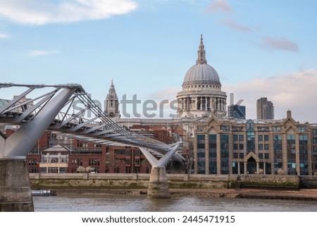 Millennium Bridge, London England, St Pauls Cathedral, Historic Attractions, British Architecture, Thames River, London UK, UK, Modern Architecture, Cultural Heritage, Houses of Parliament, British
