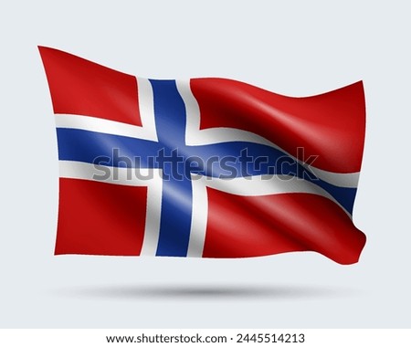 Vector illustration of 3D-style flag of Norway isolated on light background. Created using gradient meshes, EPS 10 vector design element from world collection