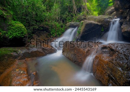 Landscape of waterfall, Summer waterfall, Waterfall background.