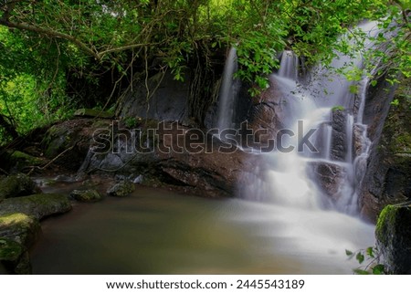 Landscape of waterfall, Summer waterfall, Waterfall background.