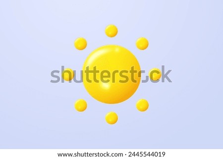 3D yellow sun with rays icon. Summer on weather forecast minimal concept. 3d sun star with shine vector icon render illustration