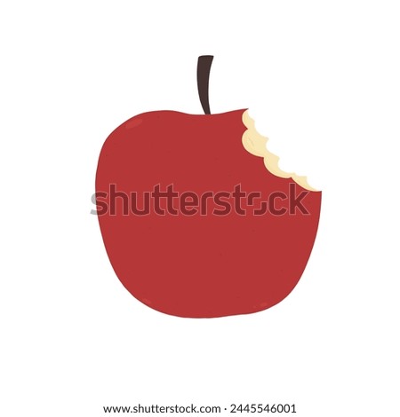 Bitten Red Apple - Fruit Illustration | Food Icon | Clip Art