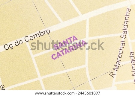 Santa Catarina in Lisbon, Portugal city town centre map of district atlas name pencil sketch