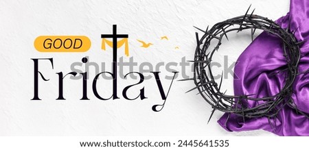 Banner for Good Friday with crown of thorns and shroud 
