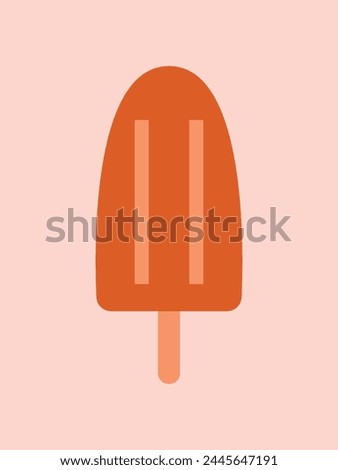 Simple flat illustration with popsicle. Sweet dessert. Modern  minimalistic icon, sticker, clip art in flat kawaii style. Tasty food, eskimo. Flavored ice cream.