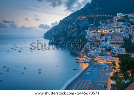 View over Positano, Costiera Amalfitana (Amalfi Coast), UNESCO World Heritage Site, Province of Salerno, Campania, Italy, Europe Royalty-Free Stock Photo #2445670571