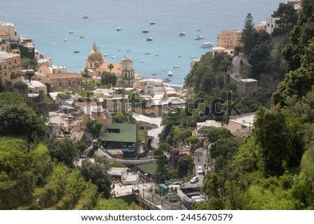 View over Positano, Costiera Amalfitana (Amalfi Coast), UNESCO World Heritage Site, Province of Salerno, Campania, Italy, Europe Royalty-Free Stock Photo #2445670579