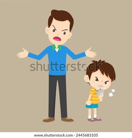 parent angry scold to kid addicted phone Royalty-Free Stock Photo #2445683105
