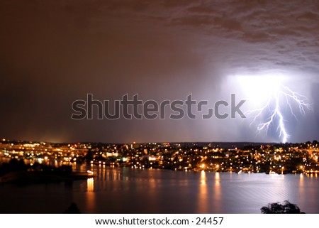 lightning over seattle during a storm