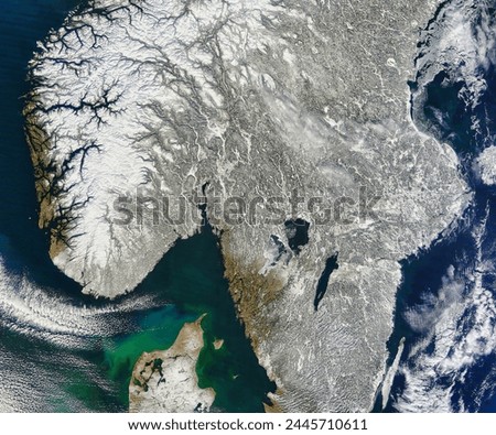 Southern Scandinavia. Southern Scandinavia. Elements of this image furnished by NASA.