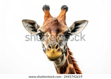 isolated on looking wild giraff head with white background