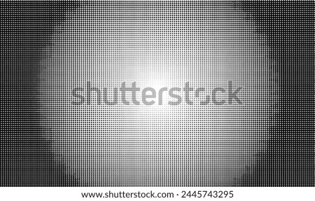 Vector halftone doted background. Black dots circle frame on white background. Vintage geometric vector backdrop.