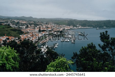 View over the city of Horta on the island of Faial, Azores, Portugal.