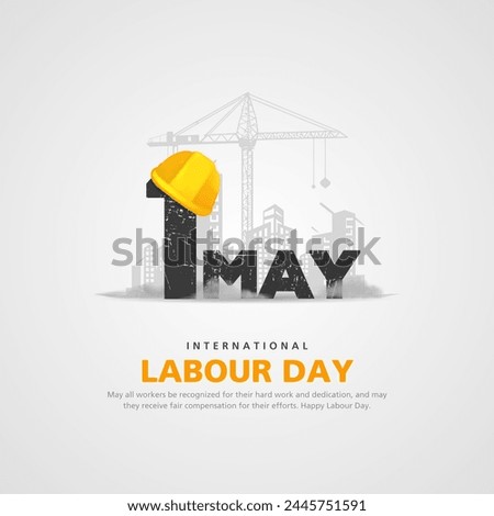 Celebration International Workers Day with sunset background. Happy Labour Day background with silhouette of workers. Royalty-Free Stock Photo #2445751591