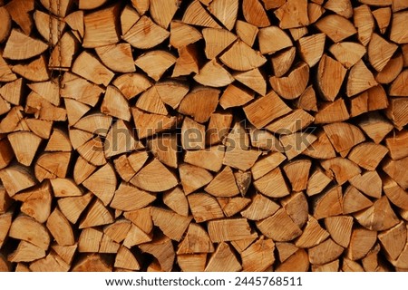 Wooden logs picture ready for fireplace