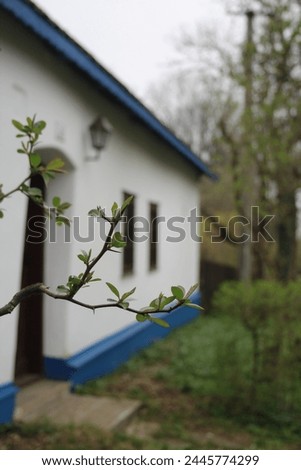 Archaic Spring in White Carpathians protected area, open air folk museum, Moravian Slovakia, architecture, blue, historical house, village, historical sight