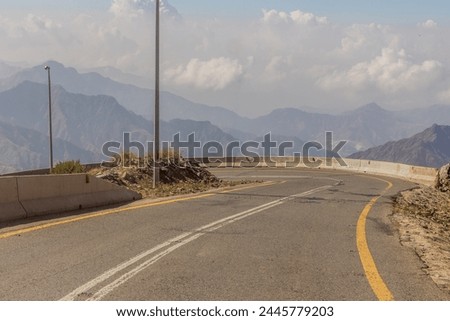 Winding road in Al Souda mountains, Saudi Arabia