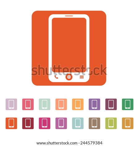 The smartphone icon. Phone symbol. Flat Vector illustration. Button Set