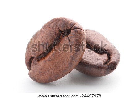 Extreme close-up of coffee beans with great depth of field