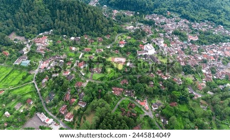 aerial view of the countryside at the foot of Mount Merapi in the central part of Java Island in Sleman Regency, Yogyakarta Royalty-Free Stock Photo #2445814049