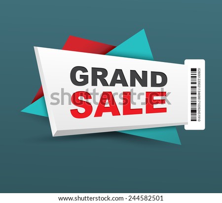 Grand sale banner with barcode. Vector illustration. Can use for promotion.