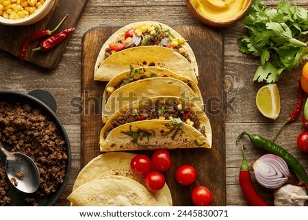 top view traditional mexican tacos