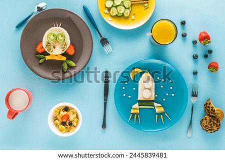 A image of creatively styled childrens breakfast