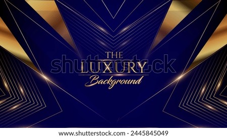 Blue and Gold Abstract Luxury Background. Modern Minimal Premium Design Template. Amazing Welcome Invite. Grand Celebration Banner for Birthday and Anniversary. Elegant Decorative Layout Template. 
