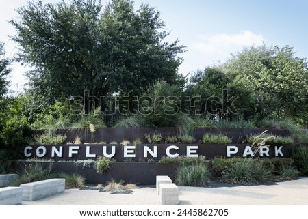 Entrance sign for Confluence Park in San Antonio, Texas