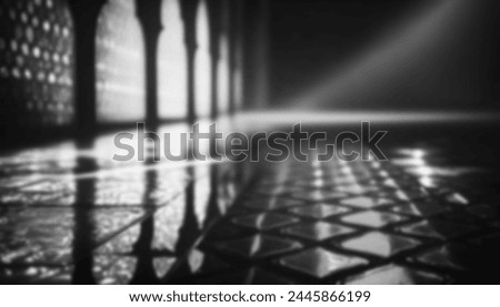 Black and white lantern shadow and reflection background