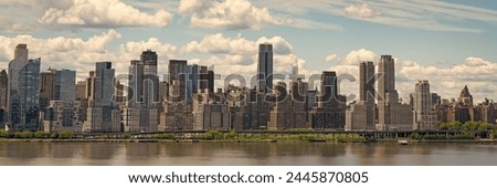 ny urban city architecture. midtown manhattan and hudson river. metropolitan city. new york downtown. manhattan skyline. new york city. skyscraper building of nyc. panoramic view