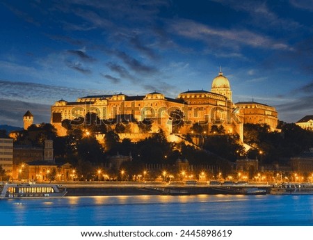Budapest Royal Palace night view. Long exposure. Royalty-Free Stock Photo #2445898619